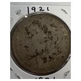 1921 Morgan silver dollar
