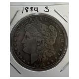 1884 S Morgan silver dollar