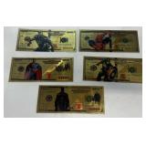 100 dollar gold foil super heroes notes