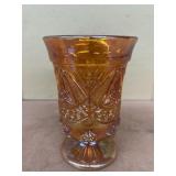 Carnival glass Marigold powder, 6 " vase