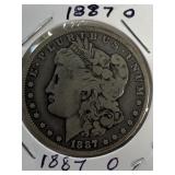 1887 O Morgan silver dollar
