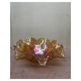 Marigold Carnival glass bowl