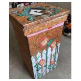 Wooden Trash Can, Hand-painted