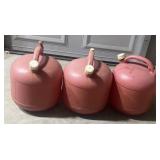 (3) plastic gas cans
