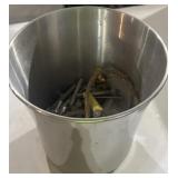 Stainless steel waste basket with hardware