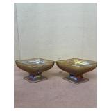 Pair of carnival glass candy dishes