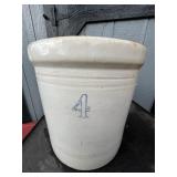 4 Gallon Handled Stoneware Crock-2 Hairlines,Chip