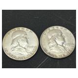 1949 and 1950 Franklin Half Dollar Silver Coins