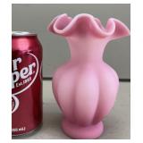 Fenton Rose Satin Melon Vase