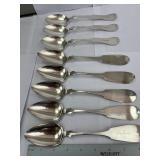 (8) Large Antique Steerling Silver Spoons 13oz