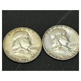 1952-S and 1953 Franklin Half Dollar Silver Coins
