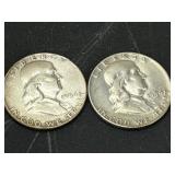 1954 and 1954-D Franklin Half Dollar Silver Coins