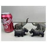 Cast Iron Elephants and Scottie Dogs Marked-H