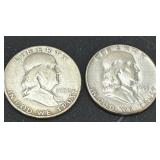 1950-D and 1951 Franklin Half Dollar Silver Coins