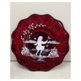 Fenton Mary Gregory Style Plate Hand Painted