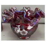 Fenton Signed Ruby Red Ruffled Bowl