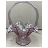 Fenton Strawberry Pattern Ruffed Basket
