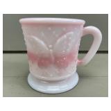 Fenton Rosalane Pink Butterfly Mug 1986 Special