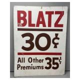 Vintage Cardboard Blatz Beer Sign 15x20