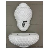 3pc Fenton Hobnail Wall Fountain Planter