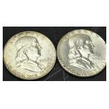 1962-D and 1963 Franklin Half Dollar Silver Coins