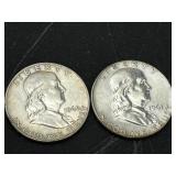 1960-D and 1961 Franklin Half Dollar Silver Coins
