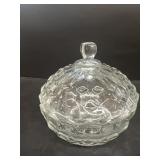 Clear, glass candy dish