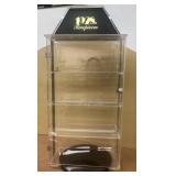 Table top spinning display case with key