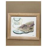 Indian moccasin and pouch art framed
