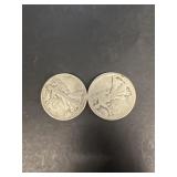 (2) silver liberty half dollars