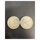 (2) silver liberty half dollars