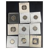 (10) silver Mercury dimes