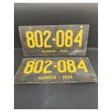 1934 Illinois cardboard license plates