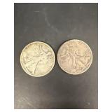 (2) sterling silver walking liberty half dollars
