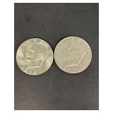 (2) Eisenhower dollar coin 1971 1974
