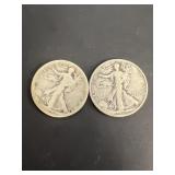 (2) silver liberty half dollars