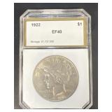 1922 PEACE Dollar, EF 40