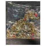 Bag of miscellaneous jewelry, broken parts pieces