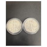 (2) silver liberty half dollars