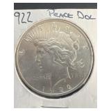1922 peace silver dollar