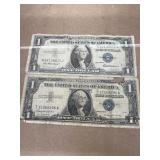1935 and 1957 one dollar silver certificates