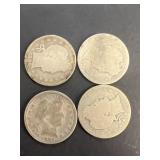 (4) silver barber quarters