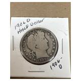 1906D silver barber half dollar