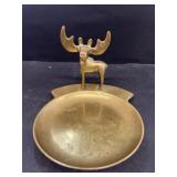 Brass moose ashtray or coin holder