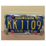Indiana 1956 license plate with custom skull