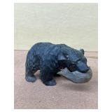 Hand carved bear with fish