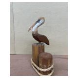 Hand carved wooden pelican