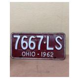 1962 Ohio license plate