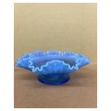 Fenton blue ruffled bowl