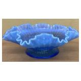 Fenton blue ruffled bowl